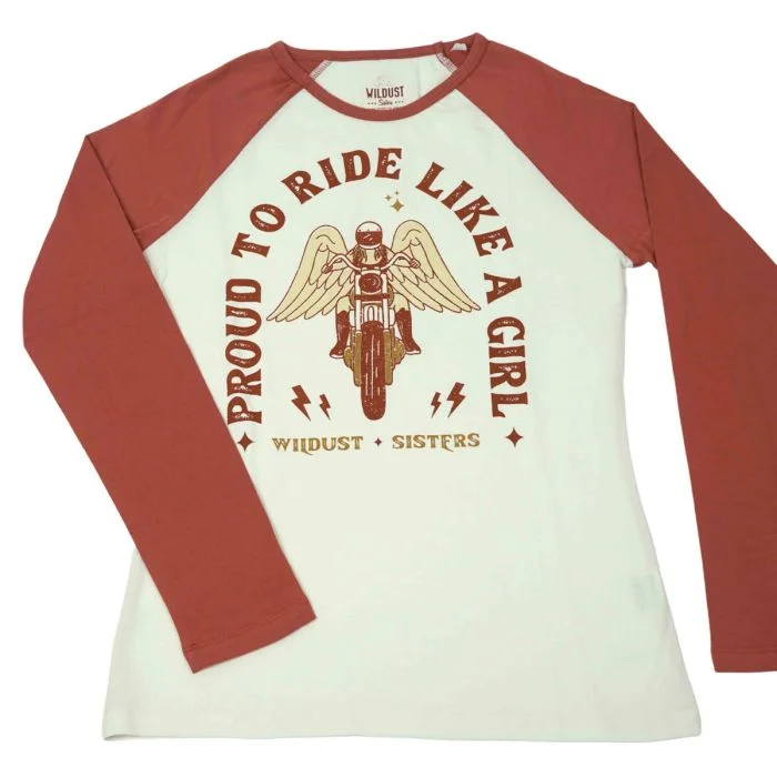Wildust Sisters Ride Like a Girl Long Sleeve Tee Rayon Velvet Corduroy