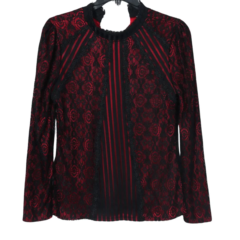 FASHION&BEST - Lace mesh blouse Elegant Semi-Sheer Blouse