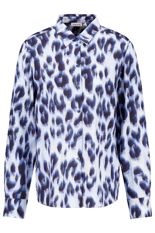Gerry Weber 460003-31502 Blouse Blue Black Leo Print Casual Stripe Blouse