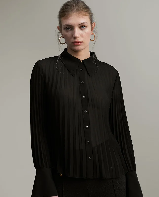Pleated blouse Stretchy Fitted Blouse