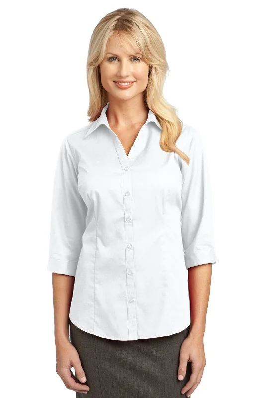 IMPROVED Port Authority Ladies 3/4-Sleeve Blouse. L6290 Casual Relaxed Fit Blouse