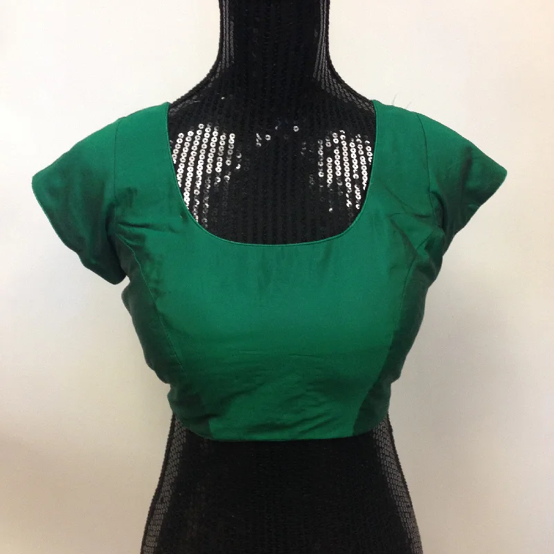 Silk Blouse-Green Backless Summer Blouse