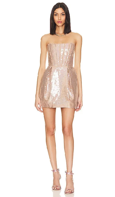 Bronx and Banco Maraya Sequin Mini Dress in Nude Cozy Wraparound Mini Dress