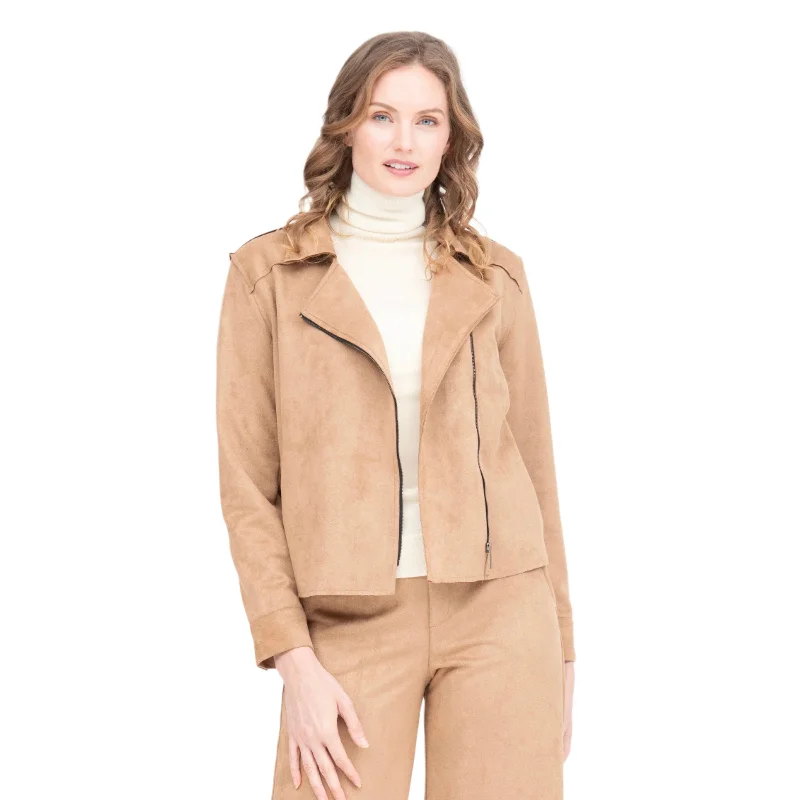 Damee Microsuede Moto Jacket in Tan - 4897-TAN Satin Jacket Silk Jacket Chiffon Jacket Damee Microsuede Moto Jacket in Tan - 4897-TAN Satin Jacket Silk Jacket Chiffon Jacket