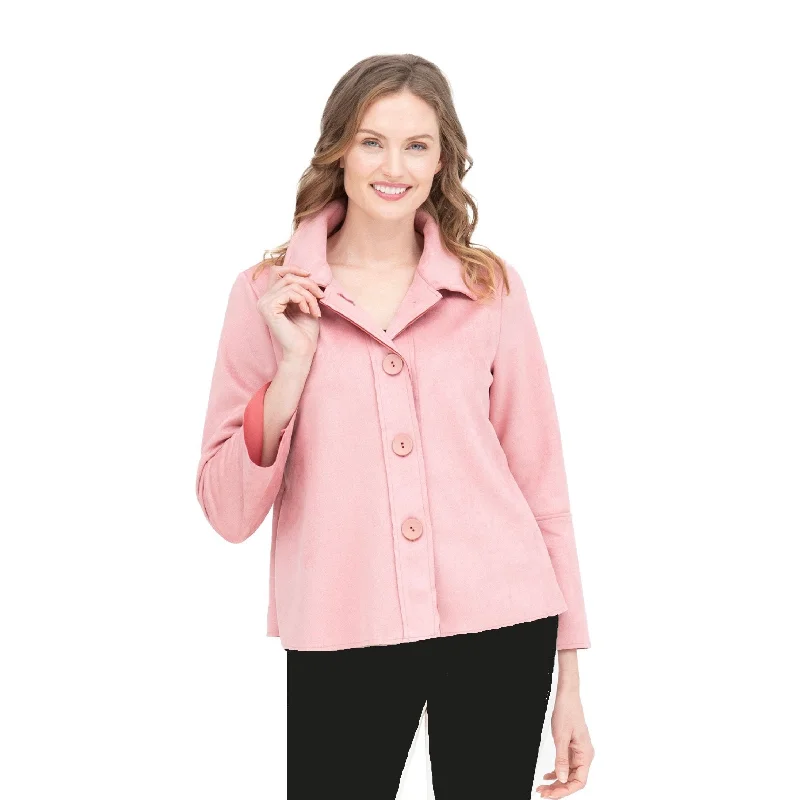 Damee Microsuede Button Front Jacket in Pink - 4896-PNK Print Jacket Jacquard Jacket Patchwork Jacket Damee Microsuede Button Front Jacket in Pink - 4896-PNK Print Jacket Jacquard Jacket Patchwork Jacket