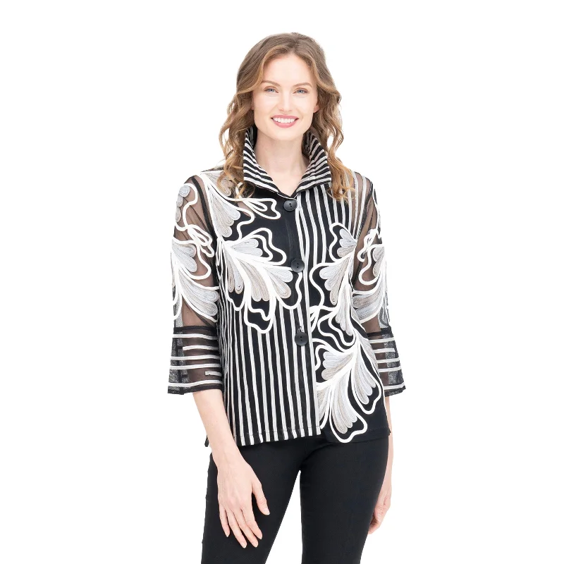 Damee Tri-Color Soutache Jacket in Silver - 2407-SLV Knit Jacket Woven Jacket Fleece Jacket Damee Tri-Color Soutache Jacket in Silver - 2407-SLV Knit Jacket Woven Jacket Fleece Jacket