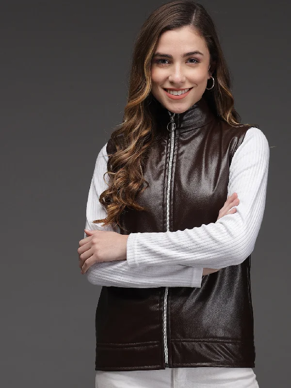 TANDUL  Sleeveless Solid Women Jacket Fleece Jacket Down Jacket Parka