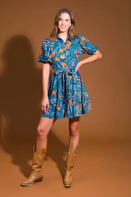 FLOWER GIRL WOVEN MINI DRESS Classic Floral Print Mini Dress