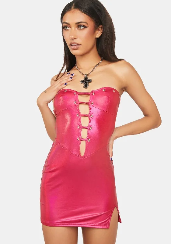 Fuchsia Intergalactic Universe Mini Dress Classic White Mini Dress