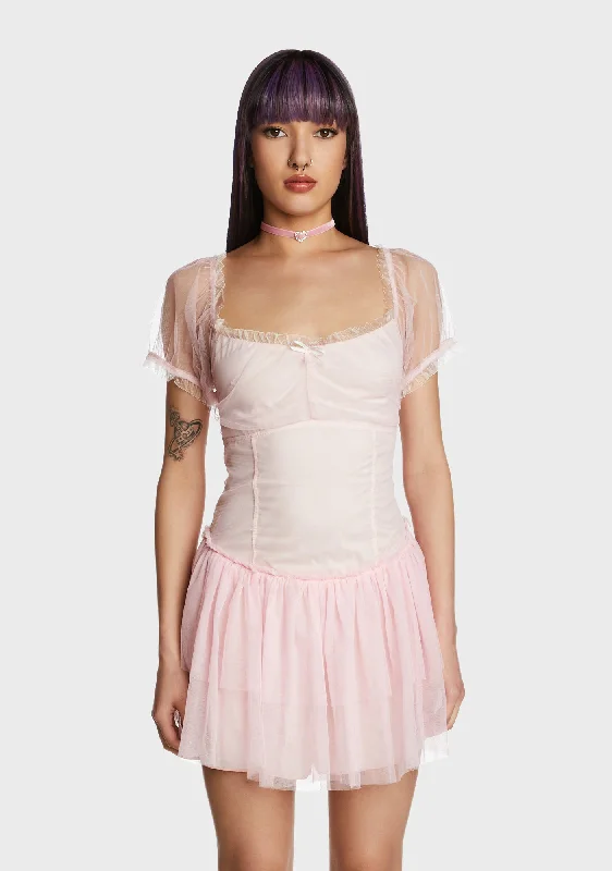 Leaps N' Bounds Mini Dress - Pink Comfortable Linen Mini Dress