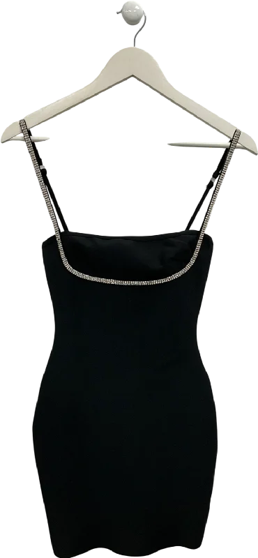 Misspap Black Dimante Underbust Trim Bandage Mini Dress UK 4 Fashionable Lace-Trim Mini Dress