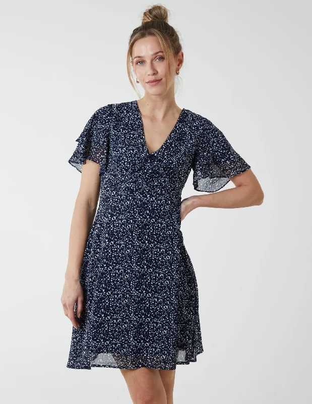 Knot Front Mini Dress Fashionable Lace Mini Dress