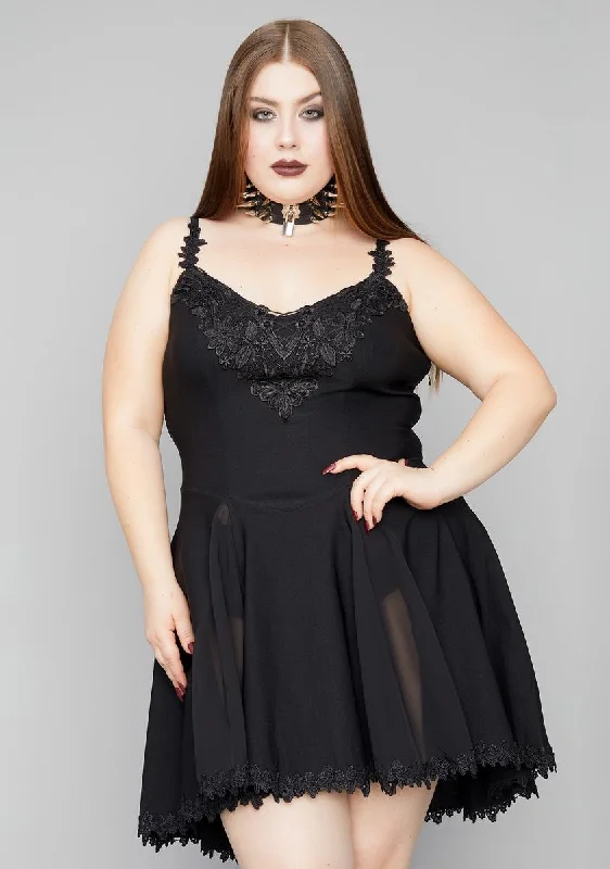 Plus Darkest Desires Lace Mini Dress Stylish Ruffle Mini Dress