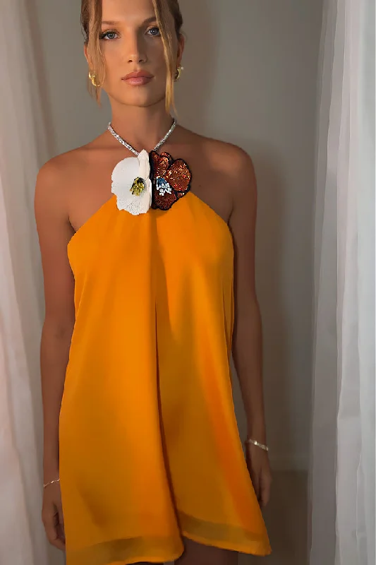 TIFFANY MINI DRESS - TANGERINE DREAM SILK Classic White Mini Dress