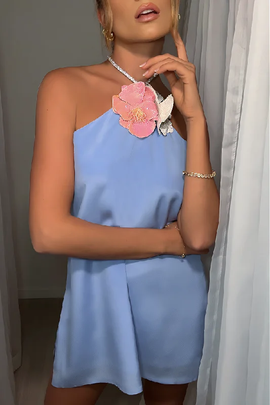 TIFFANY MINI DRESS - VIENNA SKY SILK Fashionable Denim Mini Dress