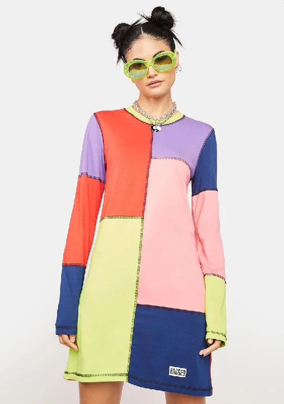 Topic Colorblock Mini Dress Trendy Wraparound Mini Dress