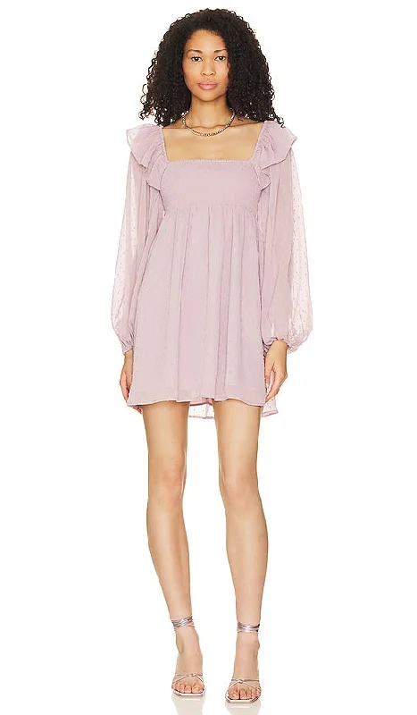 Tularosa Thea Mini Dress in Mauve Comfortable Boho Mini Dress