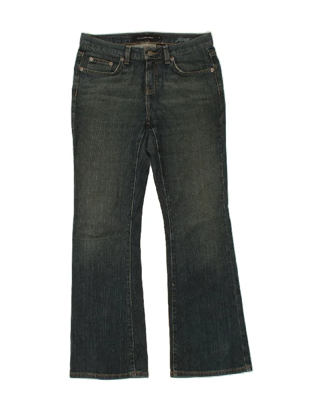 CALVIN KLEIN Womens Flared Jeans US 4 Small W32 L30 Navy Blue Cotton Stylish Relaxed Fit Skinny Jeans CALVIN KLEIN Womens Flared Jeans US 4 Small W32 L30 Navy Blue Cotton Stylish Relaxed Fit Skinny Jeans