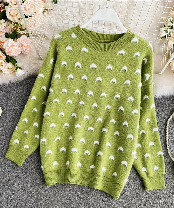 Cute round neck loose sweater  084 Velvet Chenille Corduroy