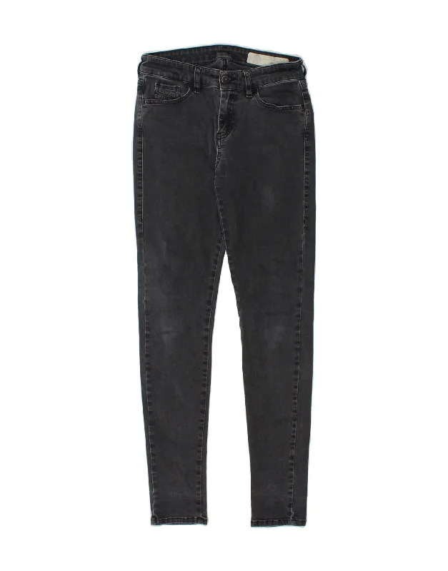 DIESEL Womens Super Slim Skinny Jeans W27 L32  Grey Trendy Paperbag Waist Jeans