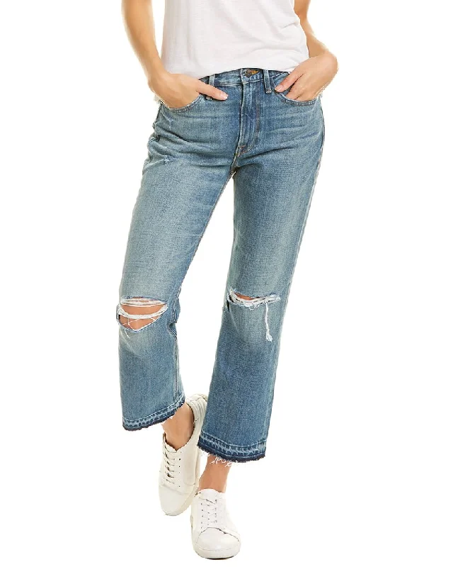 FRAME Denim Heritage Le Piper Peralta Rips Crop Jean Casual Distressed Denim Jeans