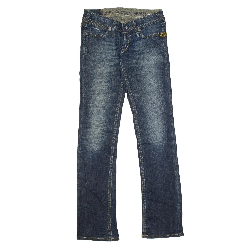 G-STAR Core Custom Jeans Blue Denim Slim Straight Stone Wash Womens W27 L34 Fashionable Cropped Denim Jeans G-STAR Core Custom Jeans Blue Denim Slim Straight Stone Wash Womens W27 L34 Fashionable Cropped Denim Jeans