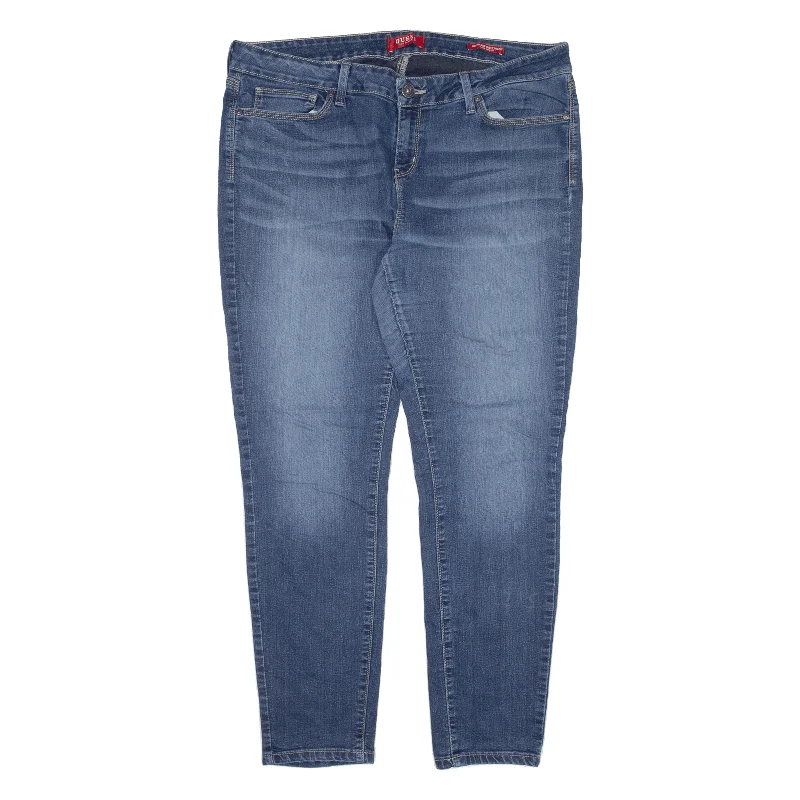 GUESS Medium Rise Jeans Blue Denim Regular Skinny Womens W36 L28 Fashionable Frayed Hem Denim GUESS Medium Rise Jeans Blue Denim Regular Skinny Womens W36 L28 Fashionable Frayed Hem Denim