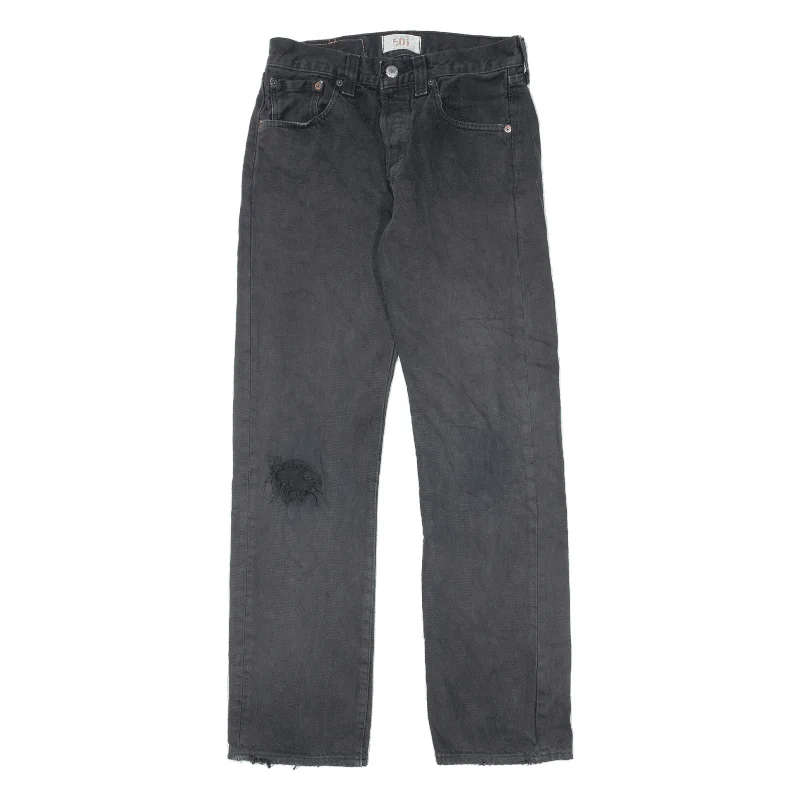 LEVI'S 501 Jeans Distressed Grey Denim Regular Straight Womens W25 L30 Comfortable Stretch Fit Jeans LEVI'S 501 Jeans Distressed Grey Denim Regular Straight Womens W25 L30 Comfortable Stretch Fit Jeans