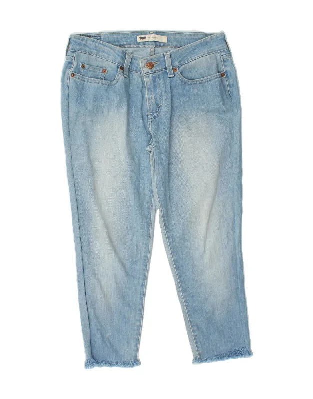 LEVI'S Womens 535 Legging Jeans W28 L22  Blue Cotton Fashionable Raw Hemmed Jeans