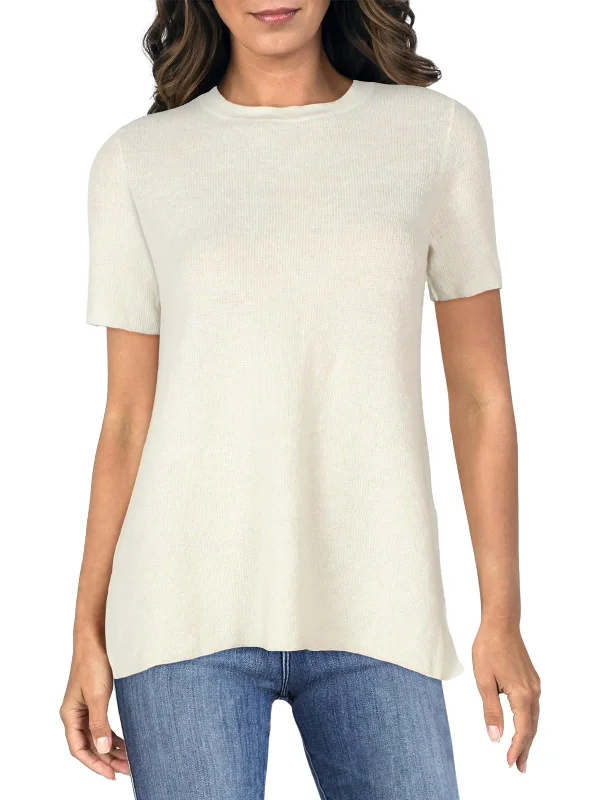 Petites Womens Organic Linen Blend Mock Neck Tunic Sweater Lace Blend Ribbed Blend Corduroy Blend