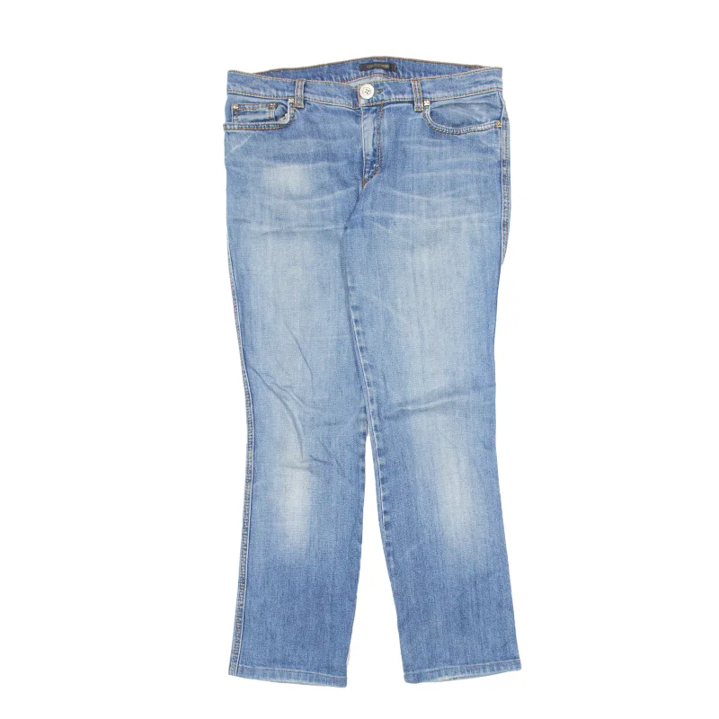 ROBERTO CAVALLI Jeans Blue Denim Regular Skinny Stone Wash Womens W32 L38 Casual High-Waisted Bootcut Jeans