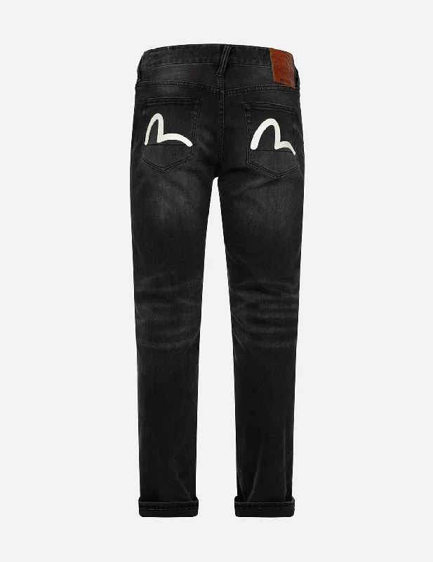 Seagull Print Flex Skinny Denim Jeans #2028 Comfortable Distressed Straight-Leg Jeans