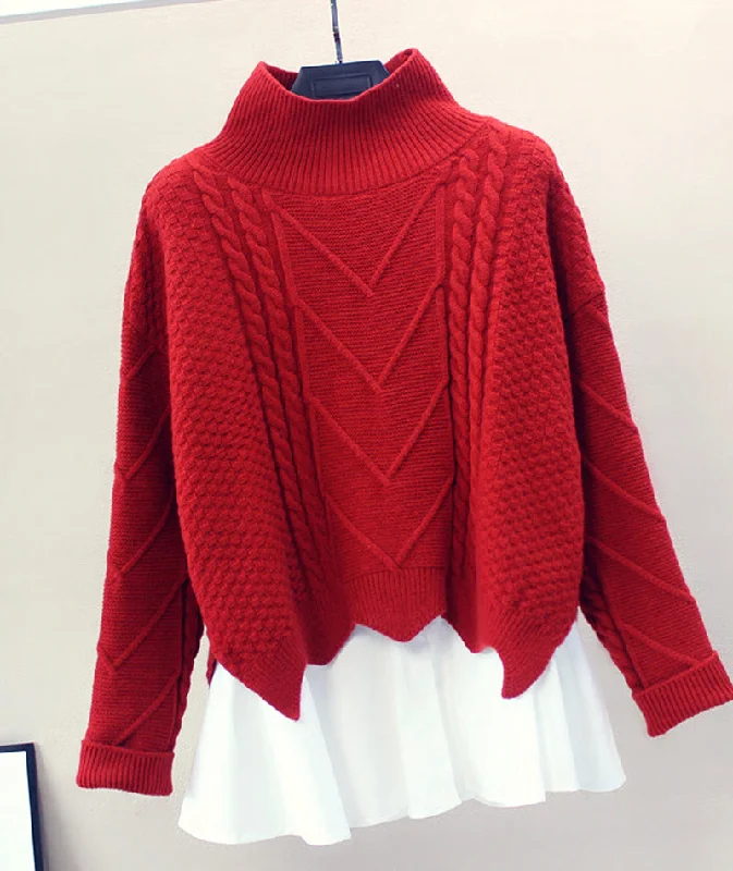Stylish two-piece sweater  080 Plaid Sweater Polka Dot Checkered
