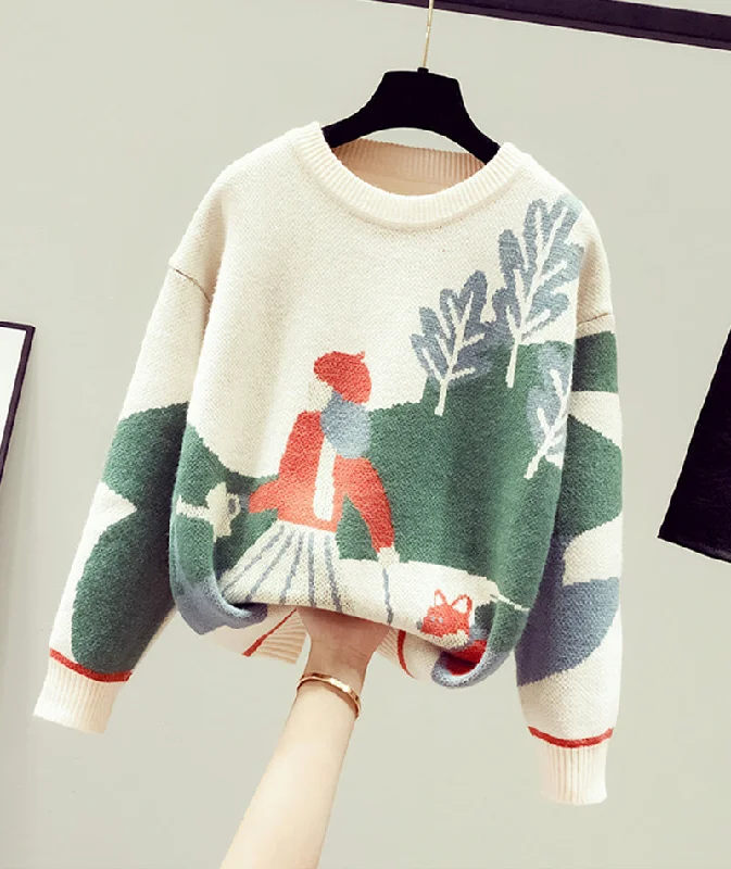 Sweater loose long sleeve sweater  085 Iron Safe Non-Iron Wrinkle Free