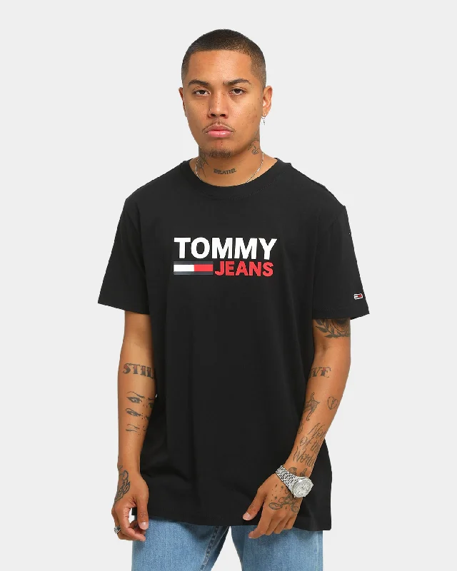 Tommy Jeans TJM Corp Logo T-Shirt Black Chic Faded Blue Jeans