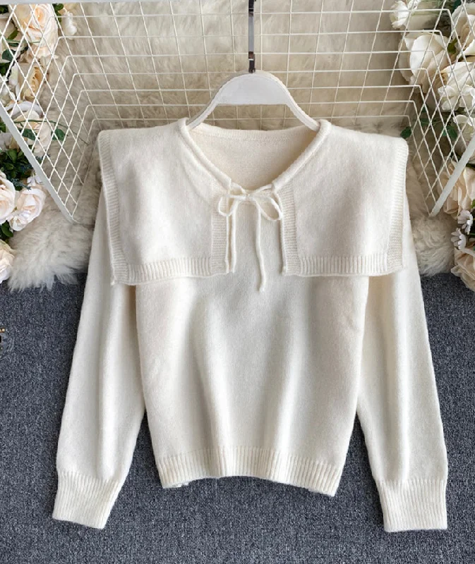 Uniquely designed lapel sweater  088 Fitted Loose Oversized