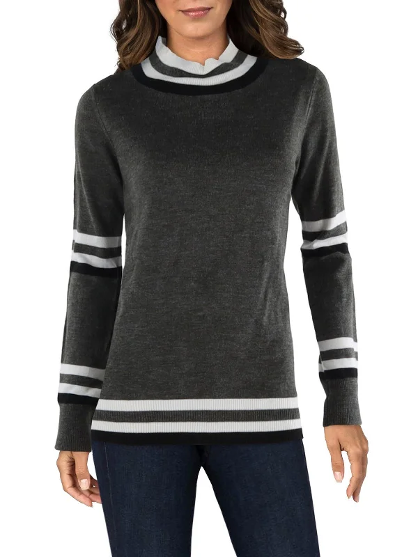 Womens Acrylic Crew Neck Pullover Sweater Hooded Caped Shawl Collar