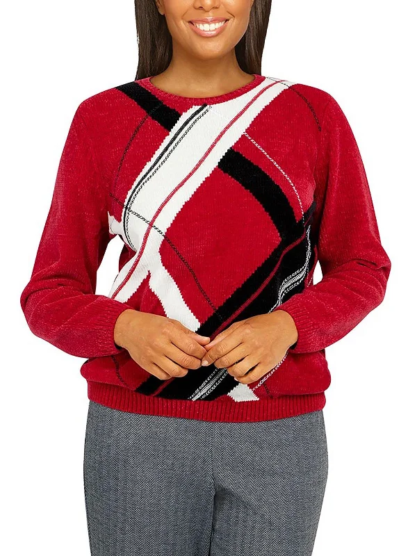 Womens Crewneck Long Sleeve Pullover Sweater Mesh Fabric Canvas Fabric Denim Fabric