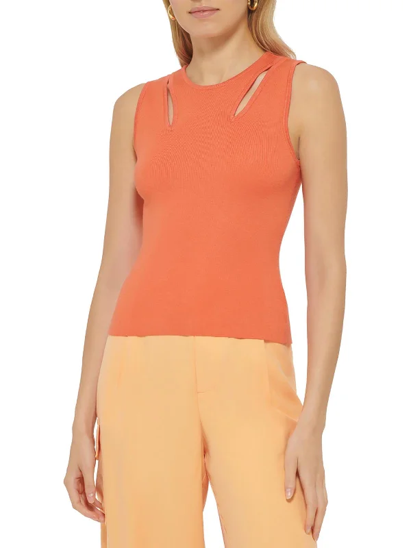Womens Cut-Out Layering Tank Top Sweater Iron Safe Non-Iron Wrinkle Free