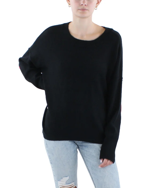 Womens Embroidered Ribbed Trim Pullover Sweater Hooded Caped Shawl Collar