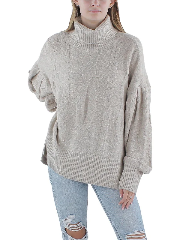 Womens Wool Pullover Turtleneck Sweater Transparent Opaque Sheer