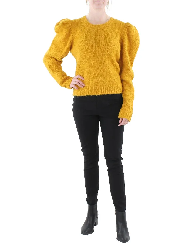 Womens Wool Ribbed Trim Crewneck Sweater Knit Fabric Woven Fabric Fleece Fabric
