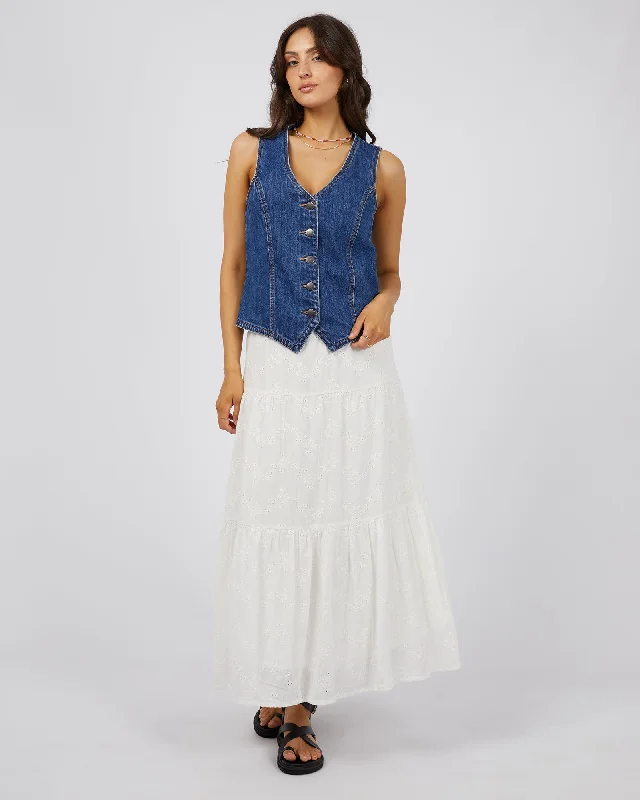 All About Eve Sutton Broderie Maxi Skirt Vintage White corduroy skirt cozy