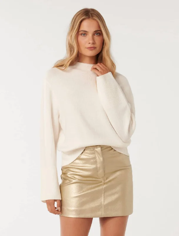 Ashlyn Vegan Leather Metallic Mini Skirt cashmere skirt fine