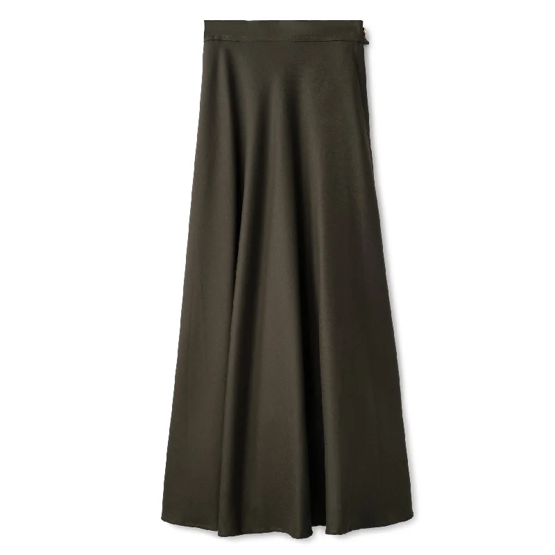 Basic Circle Skirt In: Olive leather skirt sleek
