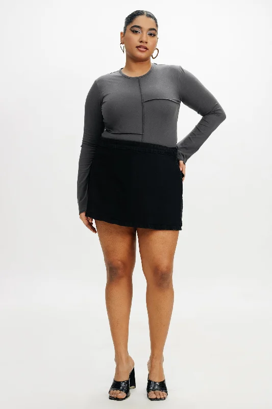 Black Stretch Denim Skort corduroy skirt durable