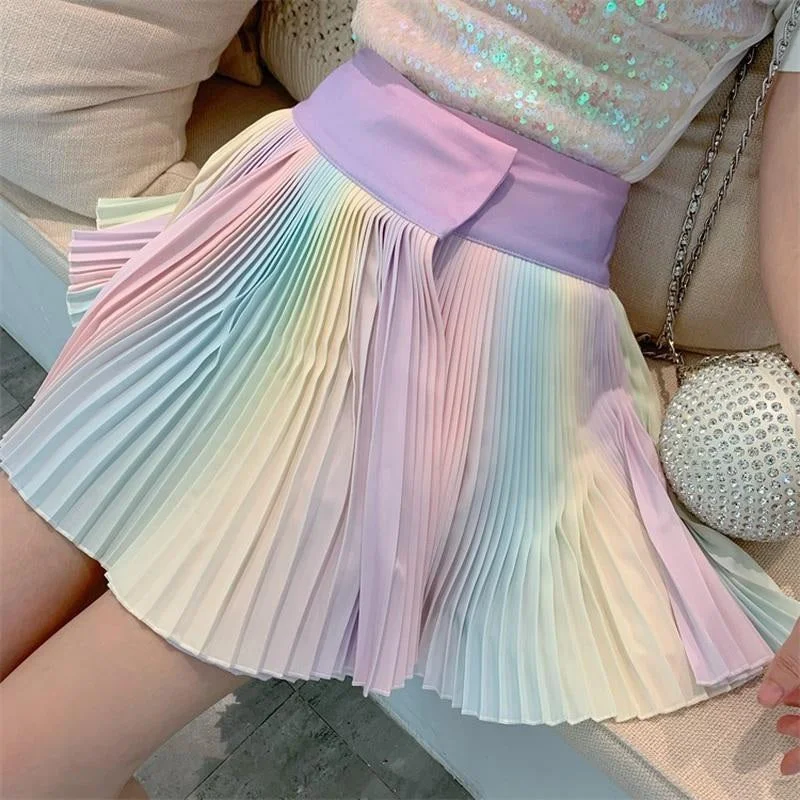 RAINBOW BLING BLING SKIRT BY63136 cashmere skirt plush