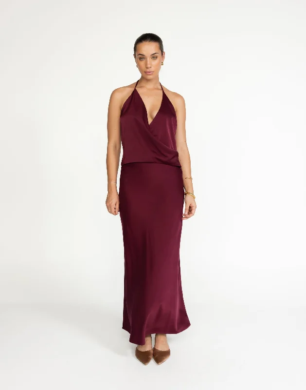 Cabaret Maxi Skirt (Plum) corduroy skirt cozy