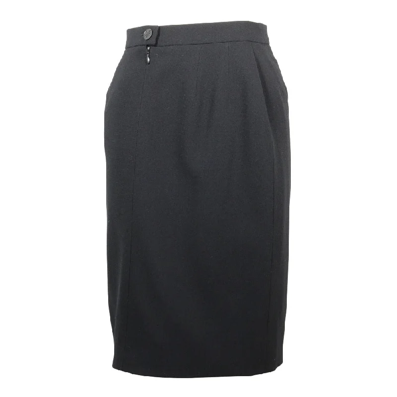 Chanel Wool Silk Skirt Black lace skirt romantic