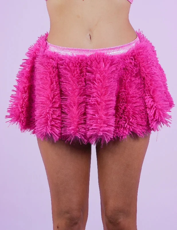 Cuddle Pink Faux Fur Skirt wrap skirt elegant
